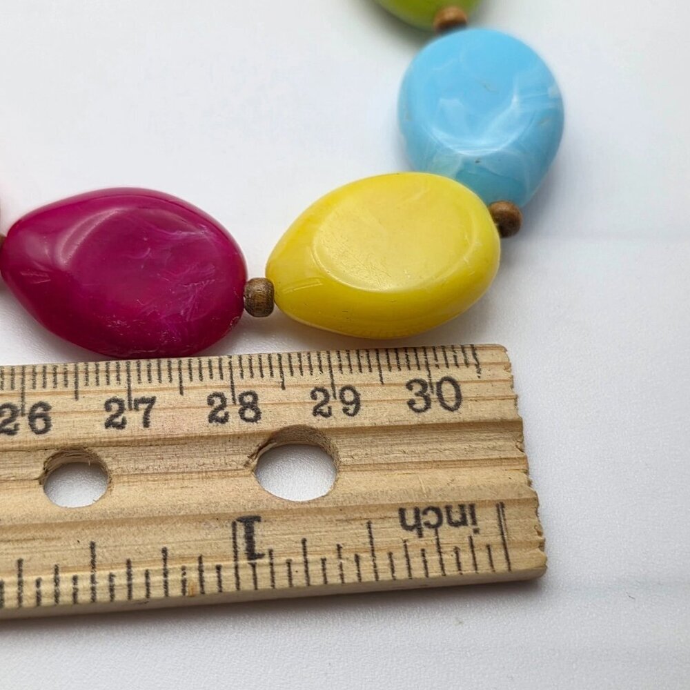 Vintage Lucite Necklace Colorful Marbled Oval Beads 36 In Fruit Salad Statement - Picture 7 of 8